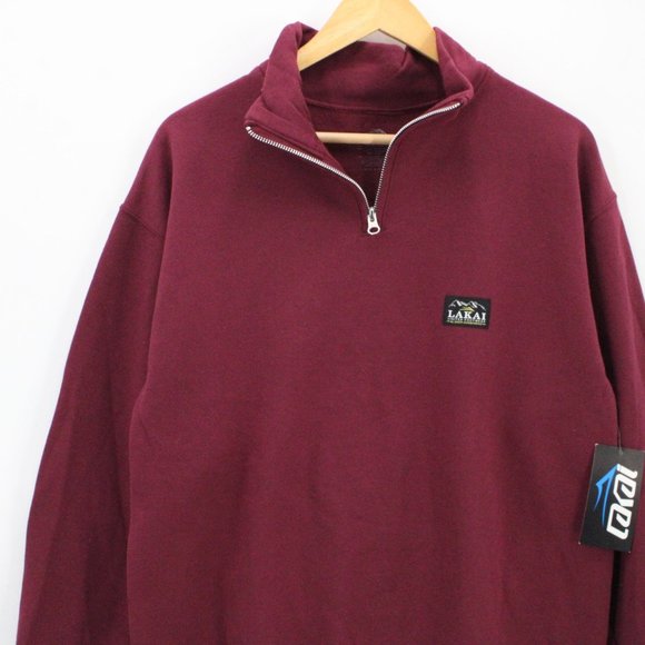 Lakai Sweater Mens Red Pullover Quarter Zip Long Sleeve Cotton Size Medium M NWT - Picture 3 of 10